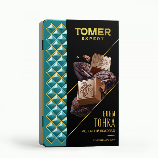 №1 Фабрика Томер металлический бокс Молочный шоколад БОБЫ ТОНКА , 90г в Москве