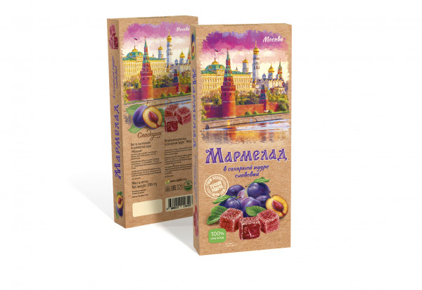 №2 Сладарт Мармелад Сливовый МОСКВА в сахарной пудре (642), 200г   в Москве