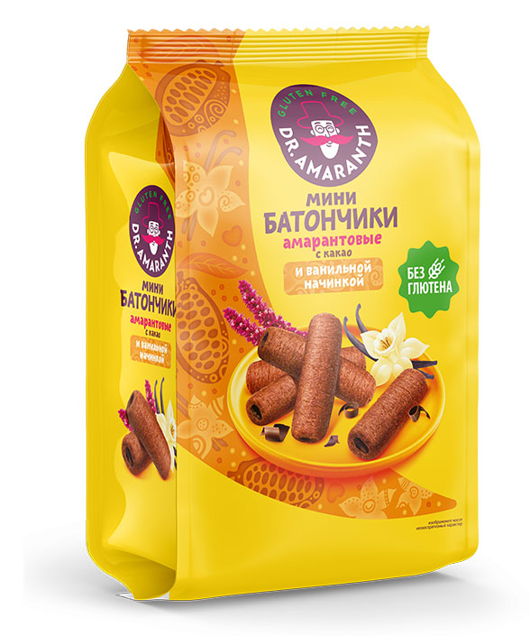  Мини-батончики «Dr.AMARANTH» с какао и ванильной начинкой, 72г        в Москве
