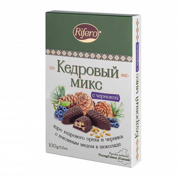 №1 Риф и ко Конфеты "Кедровый микс ЧЕРНИКА" 100г       в Москве
