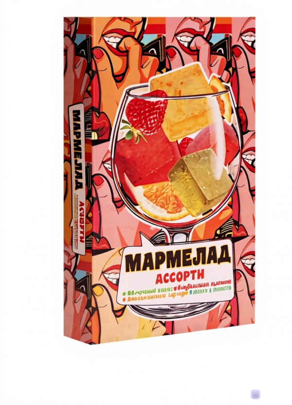 №2 Мармелад АлкоАссорти(яблочный виски, клубничный просекко, апельсиновый вермут, лайм текила) 110г в Москве