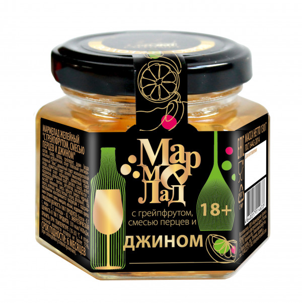 №2 Мармелад в банке "С грейпфрутом, смесью перцев и джином" 130г (18+)  в Москве