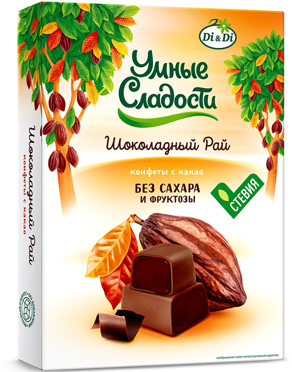  Умные сладости Конфеты с какао,"Шоколадный рай", 90г       в Москве