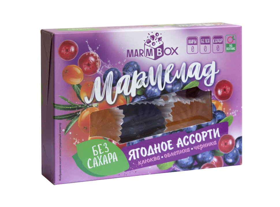 Мармелад желейный Marmbox БЕЗ САХАРА "Ягодное ассорти" 200г      в Москве