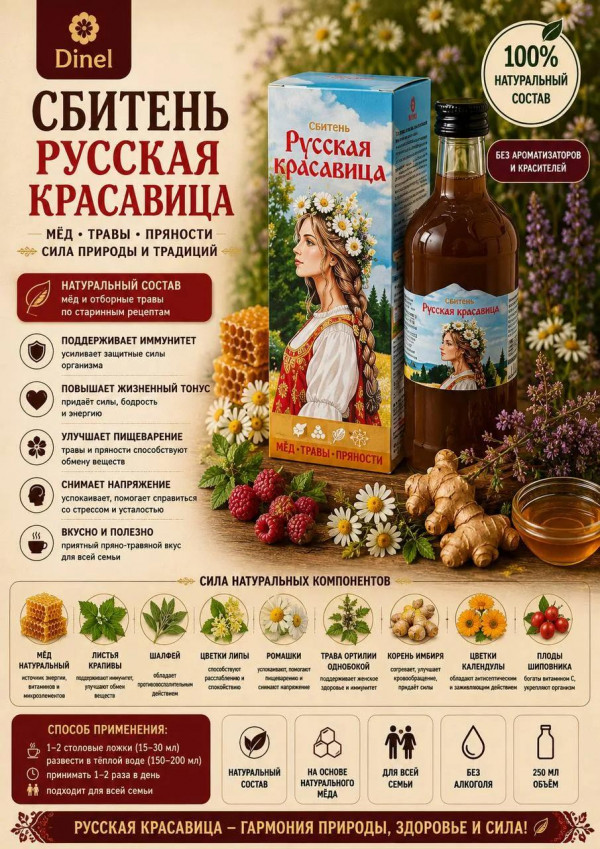 №3 Сбитень Русская красавица, 250мл в Москве