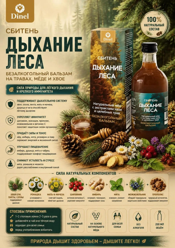 №3 Сбитень Дыхание леса, 250мл  в Москве